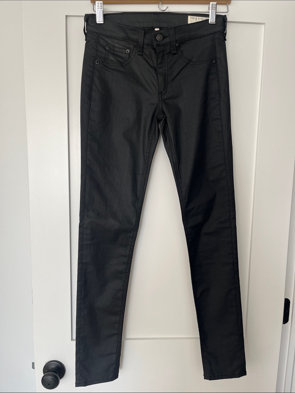 Rag & Bone Black Coated Skinny Jeans